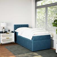 Boxspring met matras fluweel blauw 140x200 cm - thumbnail