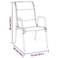 Tuinstoelen 4 st staal en textileen zwart - thumbnail