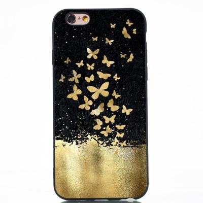 Gouden vlinder geschilderd patroon zachte TPU Case voor iPhone 6 plus & 6s plus