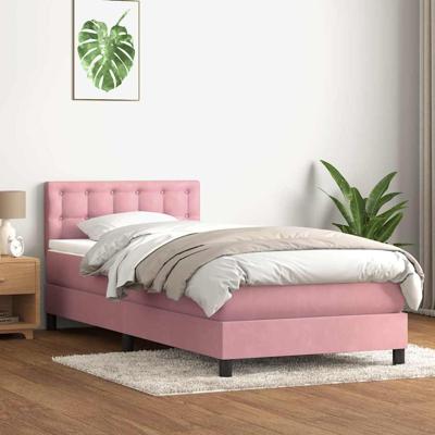 Boxspring met matras fluweel roze 90x210 cm