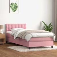 Boxspring met matras fluweel roze 90x210 cm - thumbnail