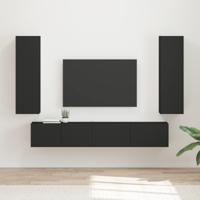 Tv-meubelset Wandgemonteerd 3 pcs Zwart Bewerkt hout - thumbnail