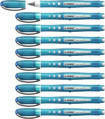 Rollerpen STABILO worker colorful 2019/41 medium blauw | 10 stuks