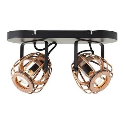 Brilliant Rotan plafondlampNikka 2-lichts zwart - 99615/76