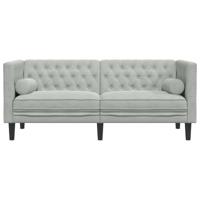 Tweezitsbank Chesterfield-stijl en bolsters fluweel lichtgrijs - thumbnail