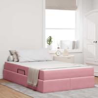 Opbergbed met matras met matras Roze 120 x 190 cm Fluweel - thumbnail