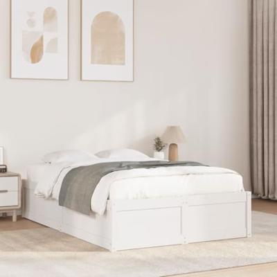 Bedframe zonder matras massief grenenhout wit 120x190 cm