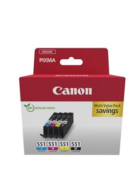 Canon inktcartridge CLI-551, 300-500 pagina's, OEM 6509B016, 4 kleuren Canon inktcartridge CLI-551, 300-500 pagina's, OEM 6509B016, 4 kleuren