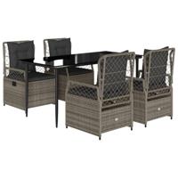 5-delige Tuinset met kussens poly rattan grijs - thumbnail