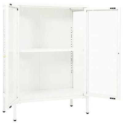 Dressoir 75x35x105 cm staal en glas wit