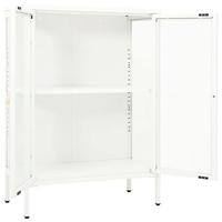 Dressoir 75x35x105 cm staal en glas wit - thumbnail