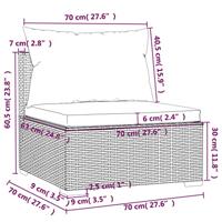 Tuinmiddenbank met kussens poly rattan zwart - thumbnail