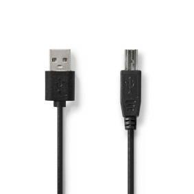 Nedis CCGL60101BK20 Usb-kabel Usb 2.0 Usb-a Male Usb-b Male 480 Mbps Vernikkeld 2.00 M Rond Pvc Zwart Label