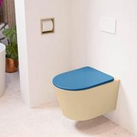 MONDIAZ LAVIE hangend toilet single fire rimless diepspoel Sand, Toiletzitting met quick-release & softclose Jeans - thumbnail