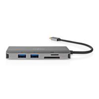 USB Multi-Port Adapter | USB 3.2 Gen 1 | USB-C Male | HDMI Output / Micro SD / RJ45 Female / SD / USB-C Female / 3x USB-A Female | 5 Gbps | 0.20 m | Rond | Verguld | PVC | Antraciet - thumbnail