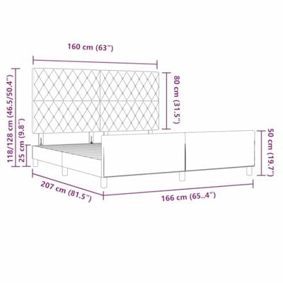 Bedframe met hoofdeinde Lichtgrijs 160 x 200 cm Fluweel