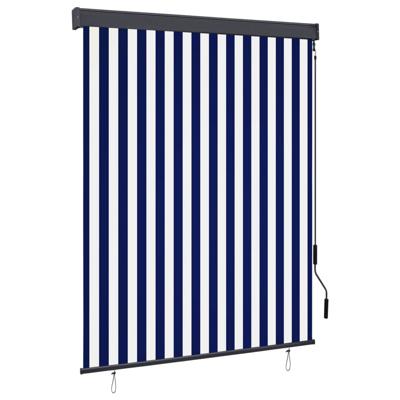 Rolgordijn voor buiten 140x250 cm blauw en wit