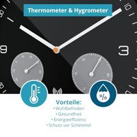 Mebus 52825 Zendergestuurd Wandklok 260 mm x 42 mm Zwart - thumbnail