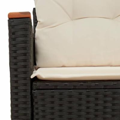 Tuinbank 2-zits met kussens poly rattan zwart Tuinbank 2-zits met kussens poly rattan zwart