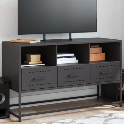 Tv-meubel 100,5x39x60,5 cm staal zwart