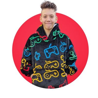 Draagbare deken met capuchon & mouwen - kind - gamen