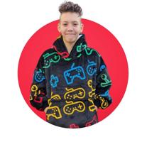 Draagbare deken met capuchon & mouwen - kind - gamen - thumbnail