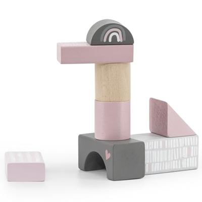 Label Label Houten blokken 50 stuks roze