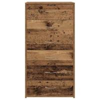Dressoir met 6 lades 50x34x96 cm bewerkt hout oud houtkleurig - thumbnail