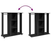 Kledingkast met wielen 102x38x110 cm bewerkt hout zwart - thumbnail