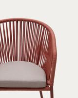 Kave Home Yanet tuinstoel Lounge Zitgedeelte van mesh Rugsteun van gaas Ethyleen-vinylacetaat-schuim (EVA), Stof/Weefsel, Gegalvaniseerd staal Roze - thumbnail