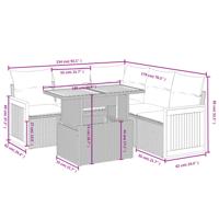 6-delige Loungeset met kussens poly rattan beige - thumbnail