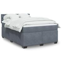 Boxspring met matras fluweel donkergrijs 140x200 cm - thumbnail