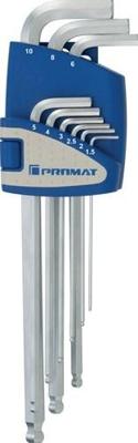Promat/Tecwerk Haakse schroevendraaierset | 9-delig kunststof houder | SW 1,5-10 mm | lang kogelkop - 4000825111