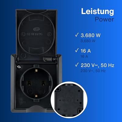 REV 0007031900 Stopcontact (opbouw) IP44 Antraciet