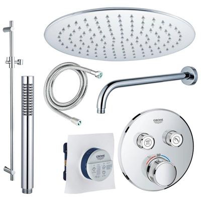GROHE Grohtherm Regendoucheset inbouw - 2 functies - met Fortifura hoofddouche 25cm - staafhanddouche - wandarm - glijstang 90 cm - chroom sw105953 SW104917  SW720552 SW496810 SW767373 SW76