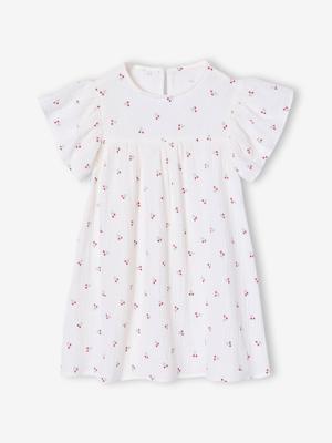 Jurk met bloemenprint van katoenen gaas beige, bedrukt