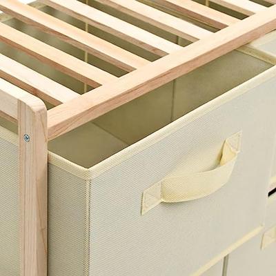 VidaXL Opbergmeubel met 6 stoffen manden cederhout beige VidaXL Opbergmeubel met 6 stoffen manden cederhout beige
