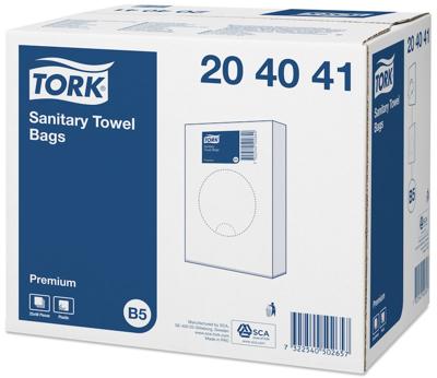 Tork hygiënezakjes, plastiek, wit, systeem B5, doos van 25 stuks