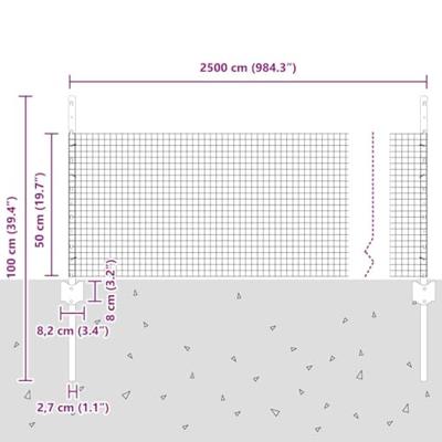 VidaXL Hek met paal zilver 0,5 x 25 m staal VidaXL Hek met paal zilver 0,5 x 25 m staal