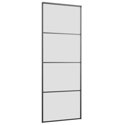 Schuifdeur met beslagset 76x205 cm ESG glas zwart