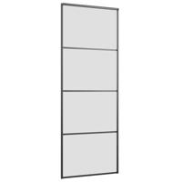 Schuifdeur met beslagset 76x205 cm ESG glas zwart - thumbnail