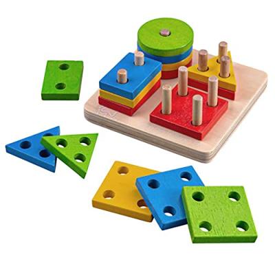 Bigjigs houten vormen stapelspel, 17dlg. Bigjigs houten vormen stapelspel, 17dlg.