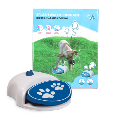 CoolPets Splash Drinkfontein voor Honden – Interactief Waterspeelgoed – Koelmidddel - Fontein met Pedaal en Tuinslangaansluiting – Antislip – 2 Sproeikoppen
