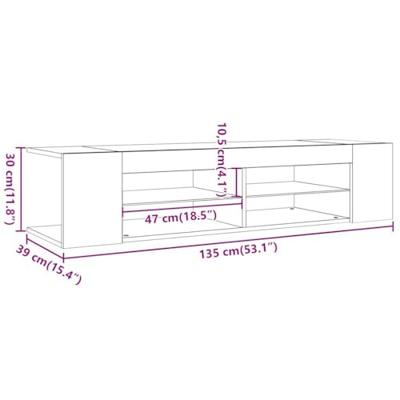 Tv-meubel met LED 135x39x30 cm bewerkt hout oud hout