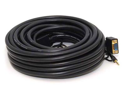 Monoprice 100560 50 ft Super VGA HD15 Mannelijke naar Mannelijke CL2 Nominale Kabel met Stereo Audio en Triple Shielding - Zwart