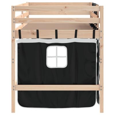 Kinderhoogslaper met gordijnen 80x200 cm massief grenenhout