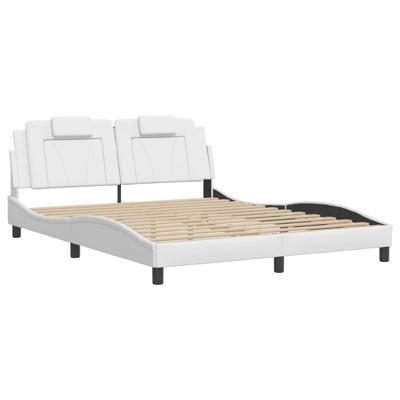 Bedframe met LED-verlichting kunstleer wit 160x200 cm