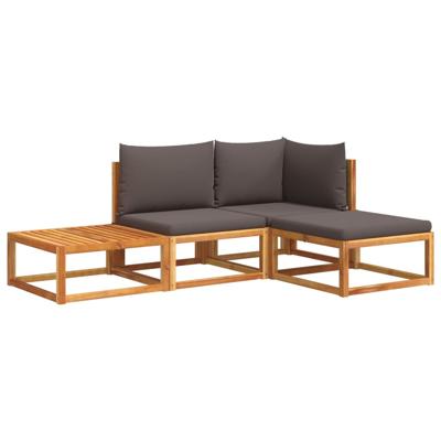 3-delige Loungeset met kussens massief acaciahout - thumbnail