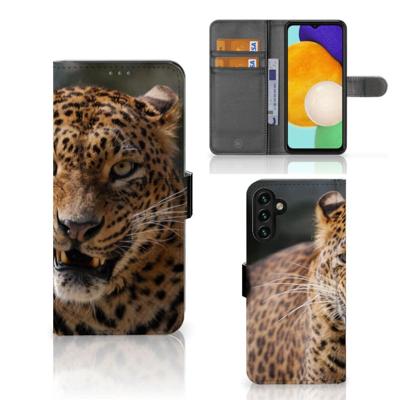 Samsung Galaxy A04s | Samsung Galaxy A13 5G | Telefoonhoesje | Met pasjeshouder | Luipaard