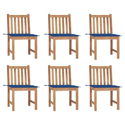 Tuinstoelen 6 st met kussens massief teakhout
